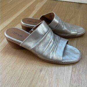 Silver Women's Slide Wedge Sandals